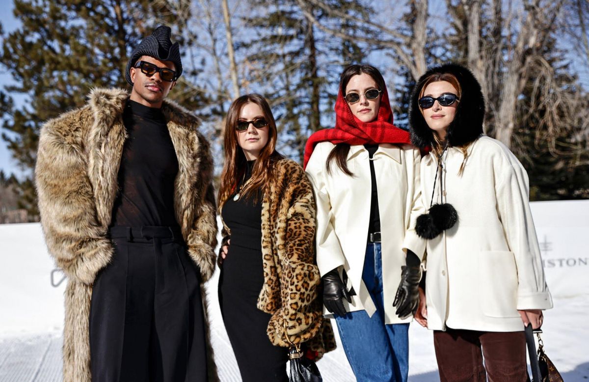 Billie Lourd and Riley Keough at World Snow Polo Championships, December 2024