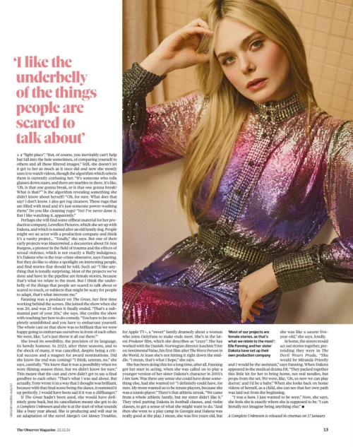 Elle Fanning in The Observer Magazine, December 2024 2