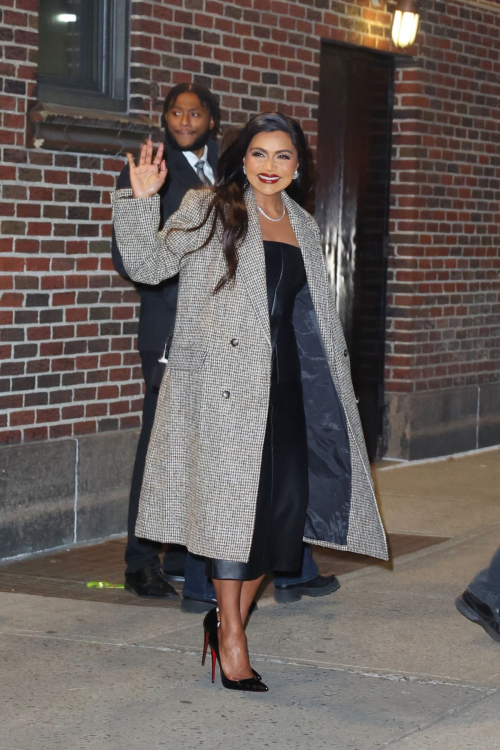 Mindy Kaling Leaves Late Show with Stephen Colbert in New York, December 2024