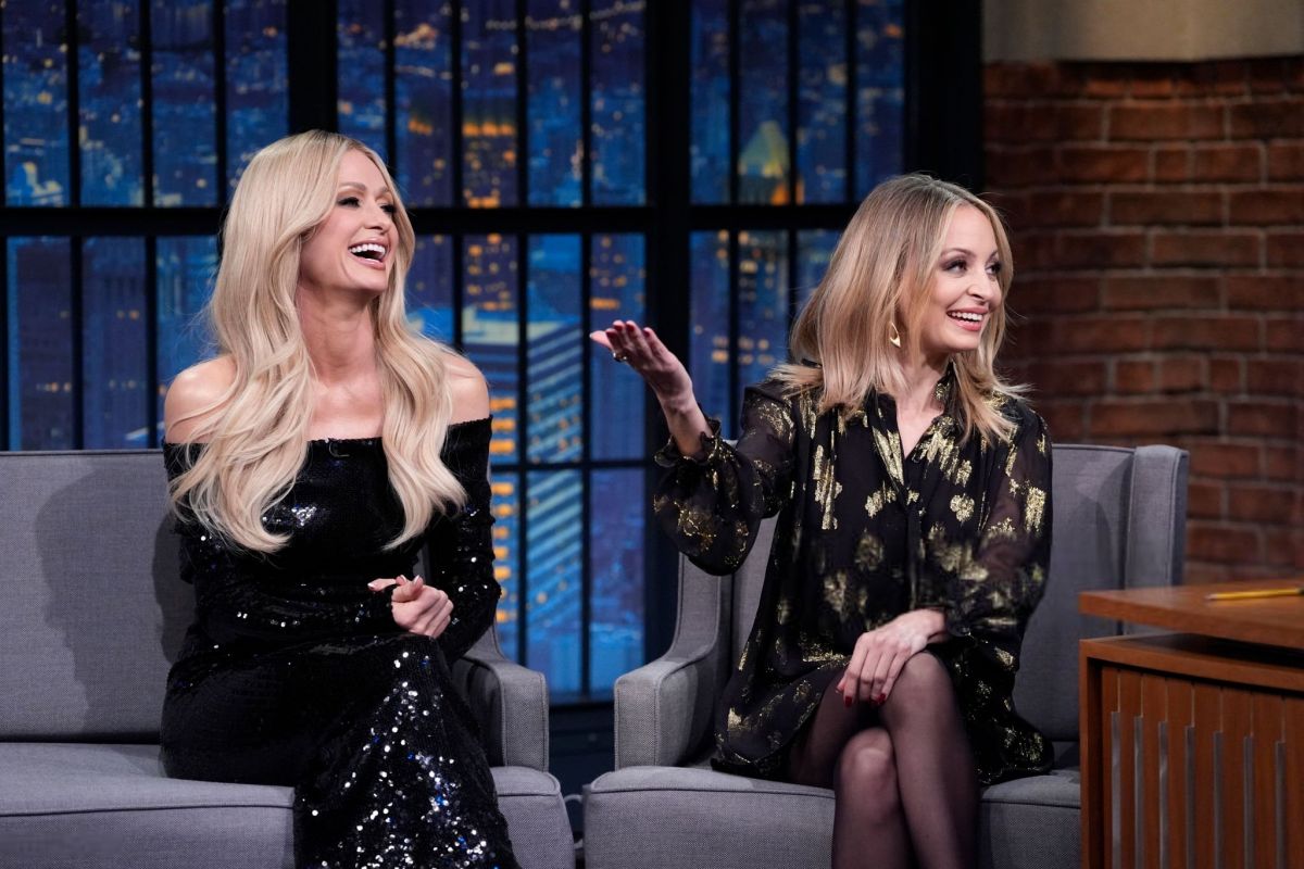 Paris Hilton and Nicole Richie on Late Night with Seth Meyers, December 2024