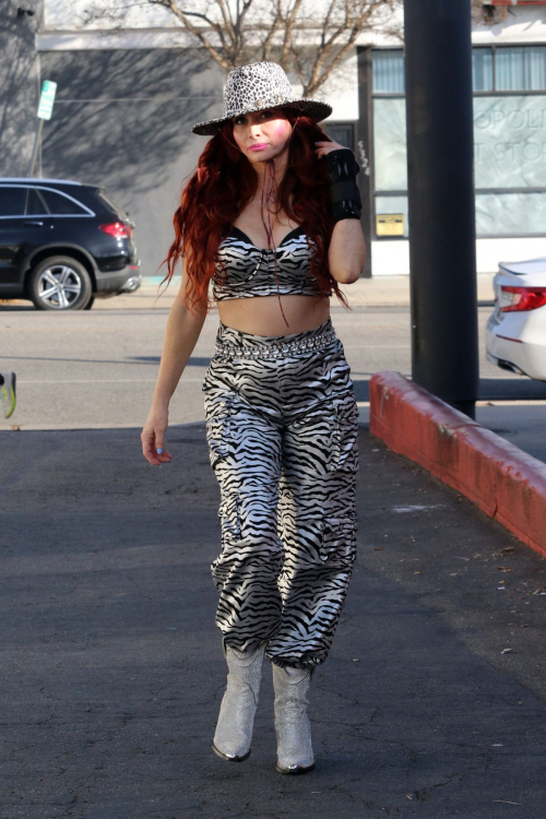 Phoebe Price Posing in Zebra Print Outfit in Los Angeles, December 2024 1