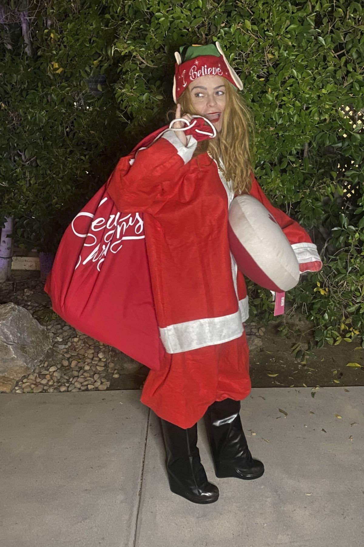 Taryn Manning Dressed as Santa in Pasadena, December 2024