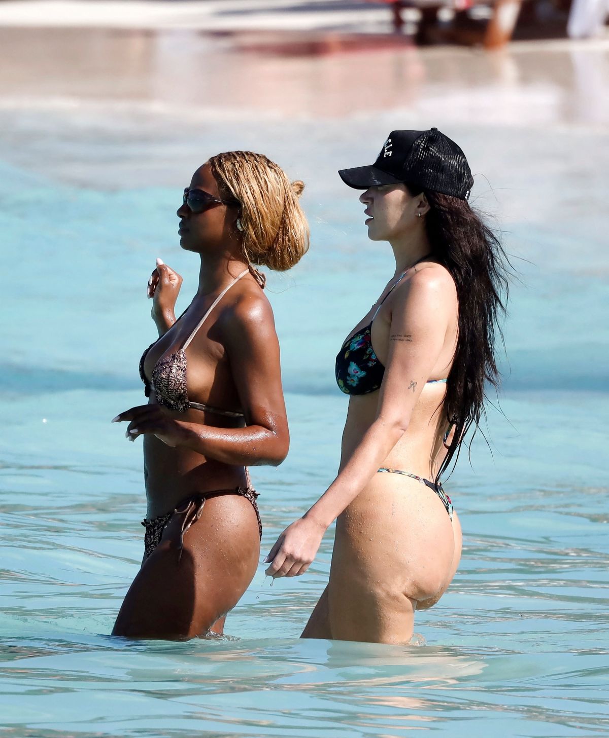 Anastasia Karanikolaou and Justine Skye in St Barts, January 2025