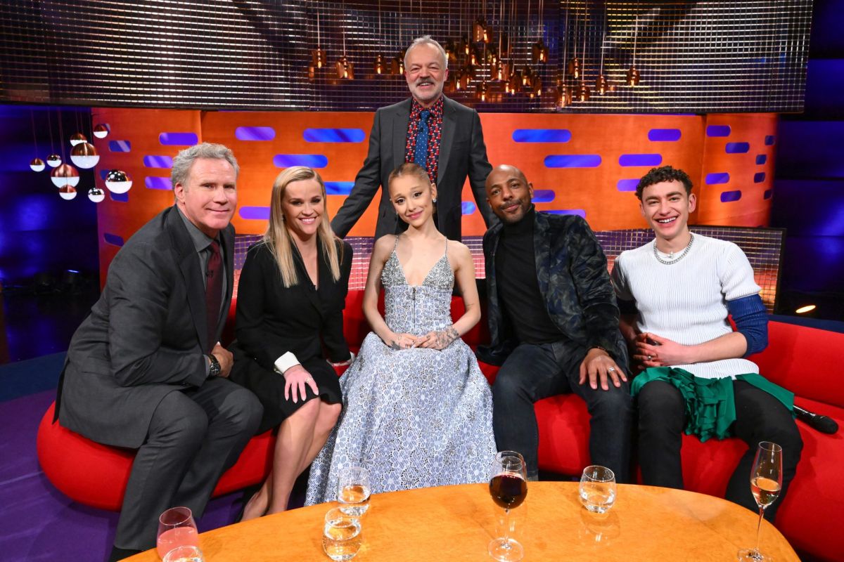 Ariana Grande and Reese Witherspoon on Graham Norton Show, January 2025