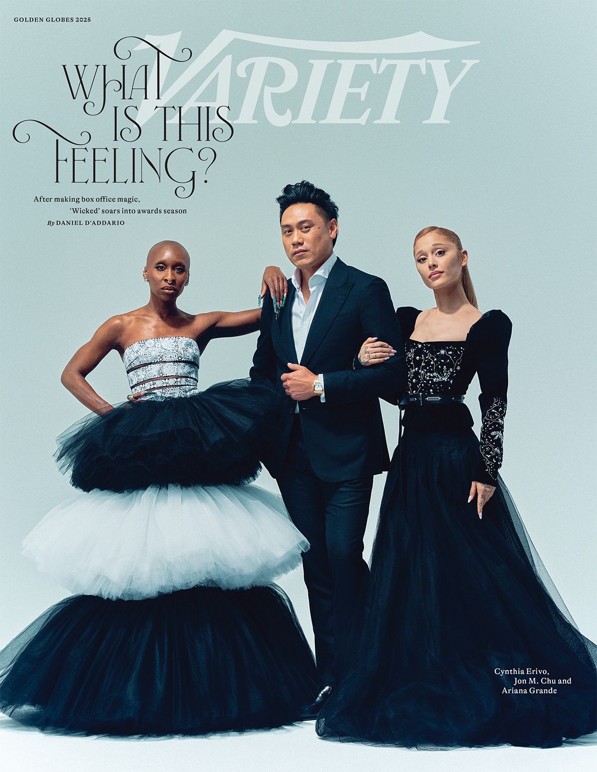 Ariana Grande, Cynthia Erivo and Jon M. Chu in Variety Magazine, January 2025