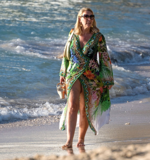 Claire Sweeney in Floral Dress at Lane Hotel Beach, January 2025 3