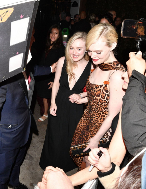 Dakota and Elle Fanning Arrive at Walt Disney Company Golden Globes Party, January 2025