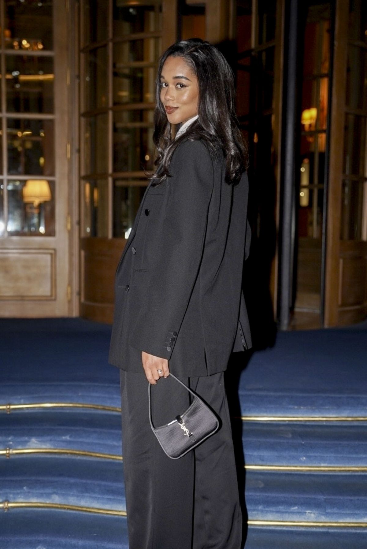 Laura Harrier Arrives at Hotel in Paris, January 2025