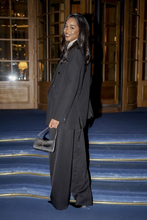 Laura Harrier Arrives at Hotel in Paris, January 2025 1