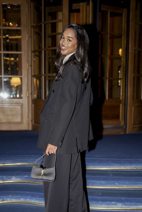 Laura Harrier Arrives at Hotel in Paris, January 2025 6