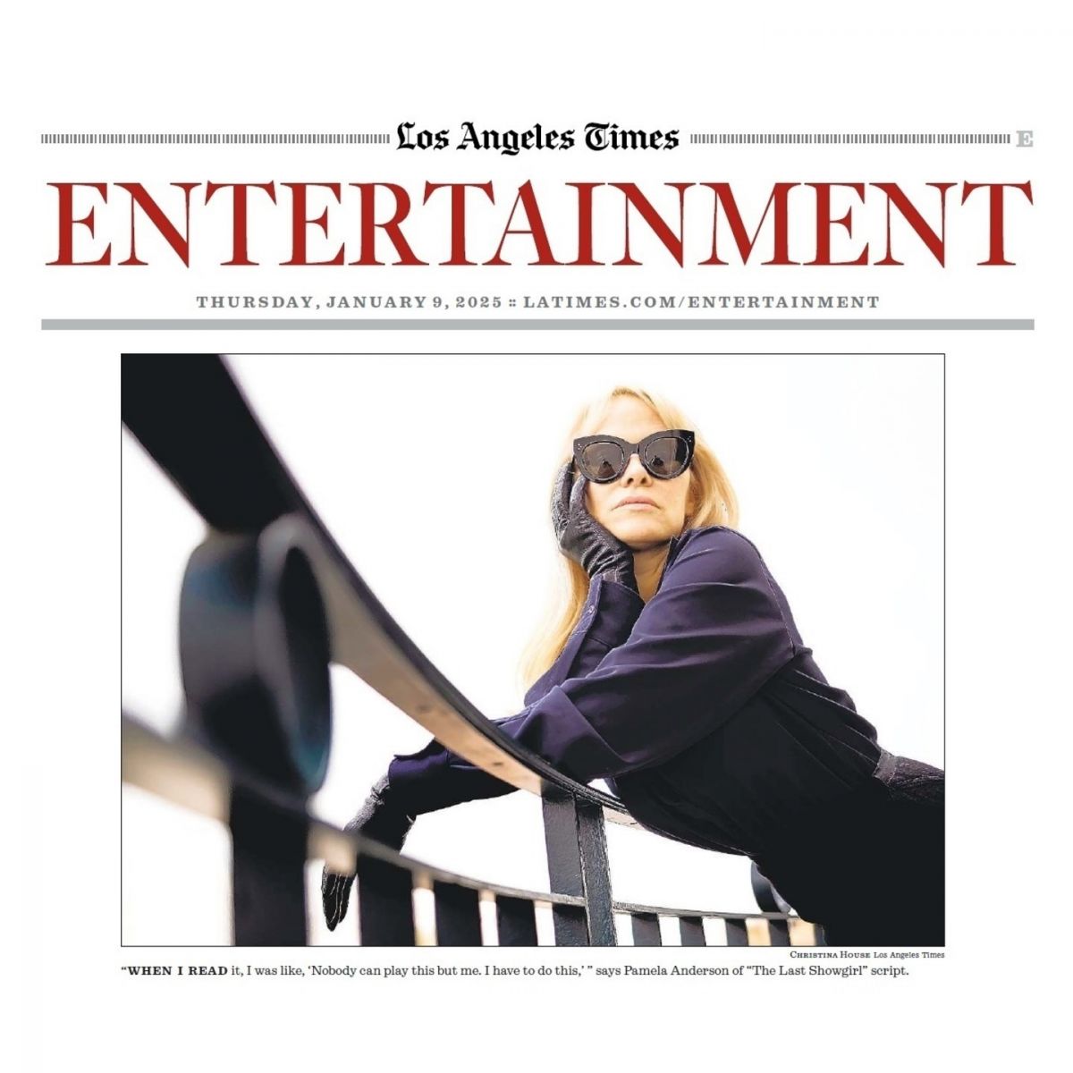 Pamela Anderson for Los Angeles Times Entertainment, January 2025