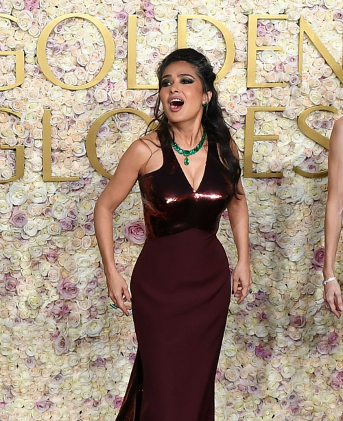 Salma Hayek Dazzles in Burgundy at Golden Globes, January 2025 4