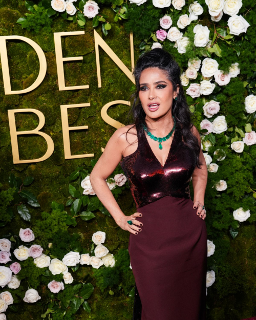 Salma Hayek Dazzles in Burgundy at Golden Globes, January 2025 5