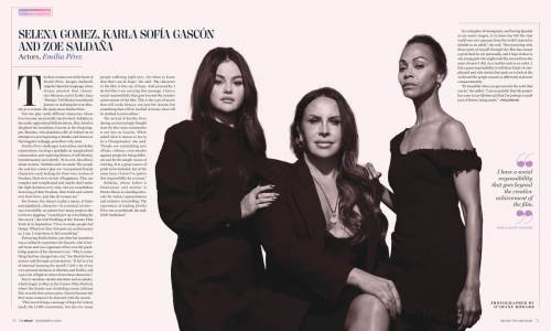 Selena Gomez, Karla Sofia Gascon, and Zoe Saldaña in Thewrap December 2024