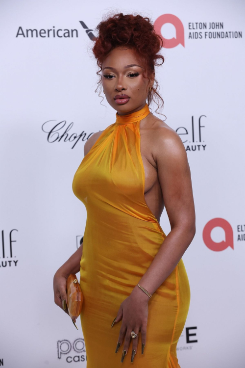 Megan Thee Stallion at Elton John AIDS Foundation's 33rd Annual Party, March 2025