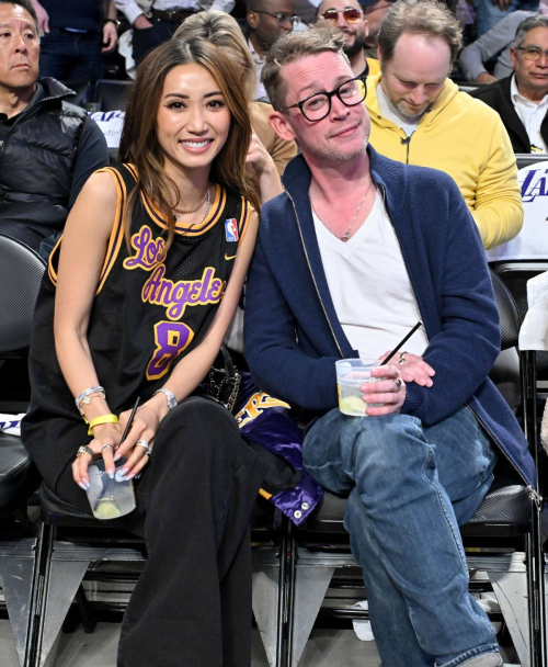 Brenda Song and Macaulay Culkin at NBA Game Los Angeles, April 2025