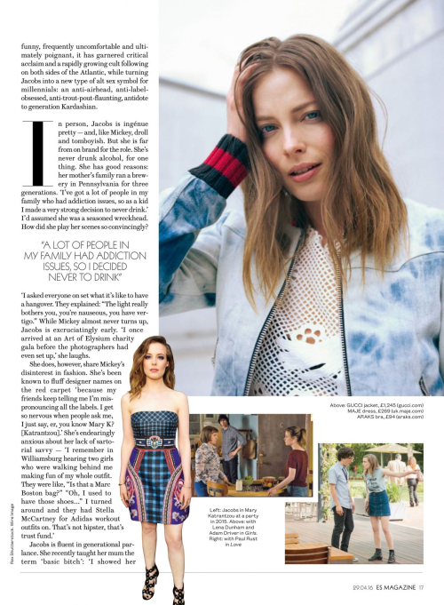 Gillian Jacobs in EveningStandard magazine, April 2016 2
