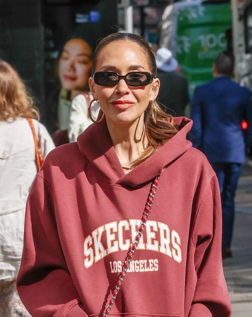Myleene Klass in Boots and Hoodie in London, April 2025 2