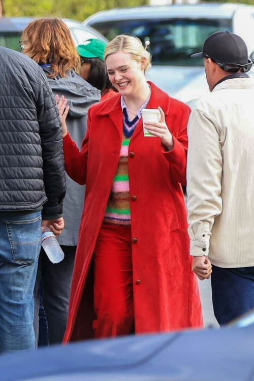 Elle Fanning on Set of Margot's Got Money Troubles, May 2025