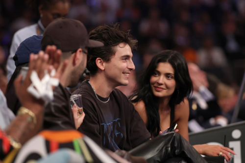 Kendall and Kylie Jenner with Timothee Chalamet at NBA Playoff, May 2025 3