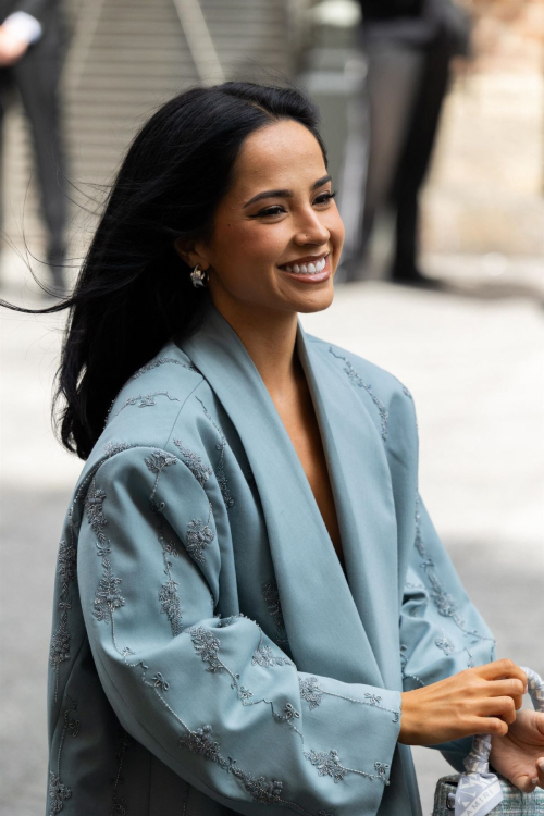 Becky G Turns Heads in Blue Embroidered Suit in Paris, June 2025 1