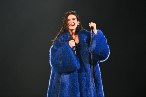 Dua Lipa Stuns in Sparkling Bodysuit and Fur Coat – Dublin Radical Tour June 2025 4