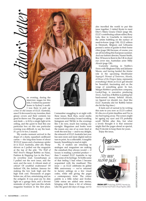 Milly Alcock in Elle Australia, June 2025 15