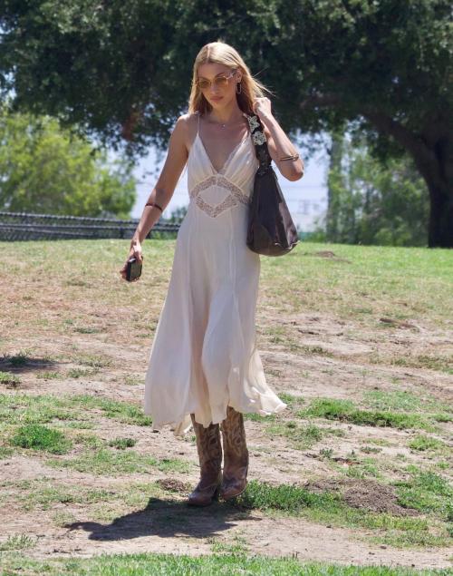 Bella Hadid arriving at baby shower in LA, July 2025