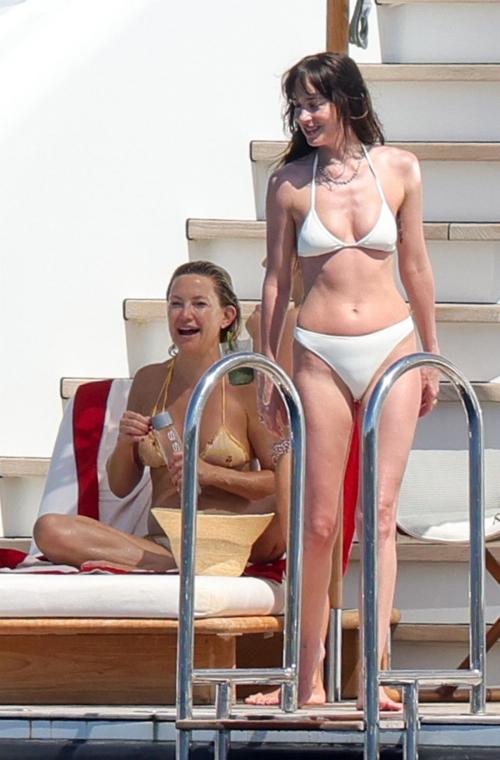 Dakota & Kate in Bikinis on Yacht in Ibiza, July 2025