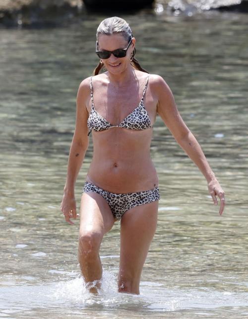 Kate & Lila Grace Moss Bikini Beach Day Ibiza, July 2025