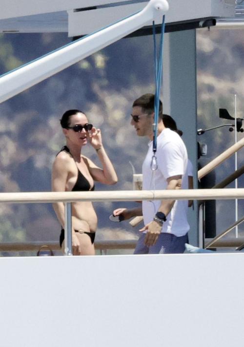 Katy Perry in black bikini on yacht, July 2025 4