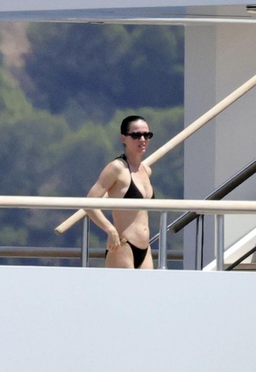 Katy Perry in black bikini on yacht, July 2025 7