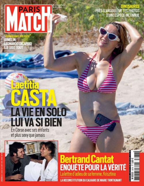 Laetitia Casta featured in Paris Match, July 2025