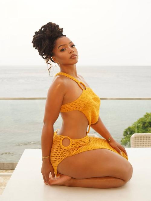 Chloe Bailey glows in orange bikini photoshoot, August 2025