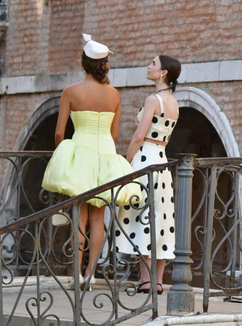 Lily Collins Emily in Paris set Venice, August 2025 3