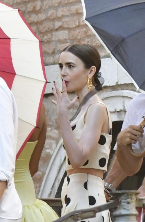 Lily Collins Emily in Paris set Venice, August 2025 4