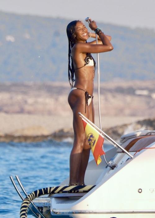 Naomi Campbell bikini vacation Formentera, August 2025