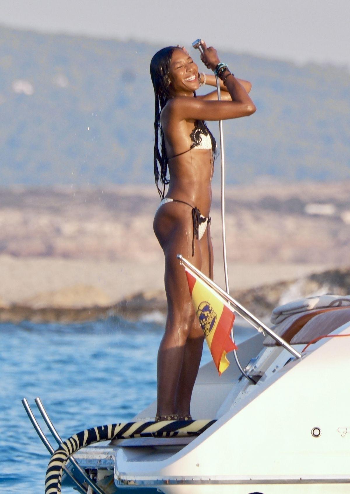 Naomi Campbell bikini vacation Formentera, August 2025
