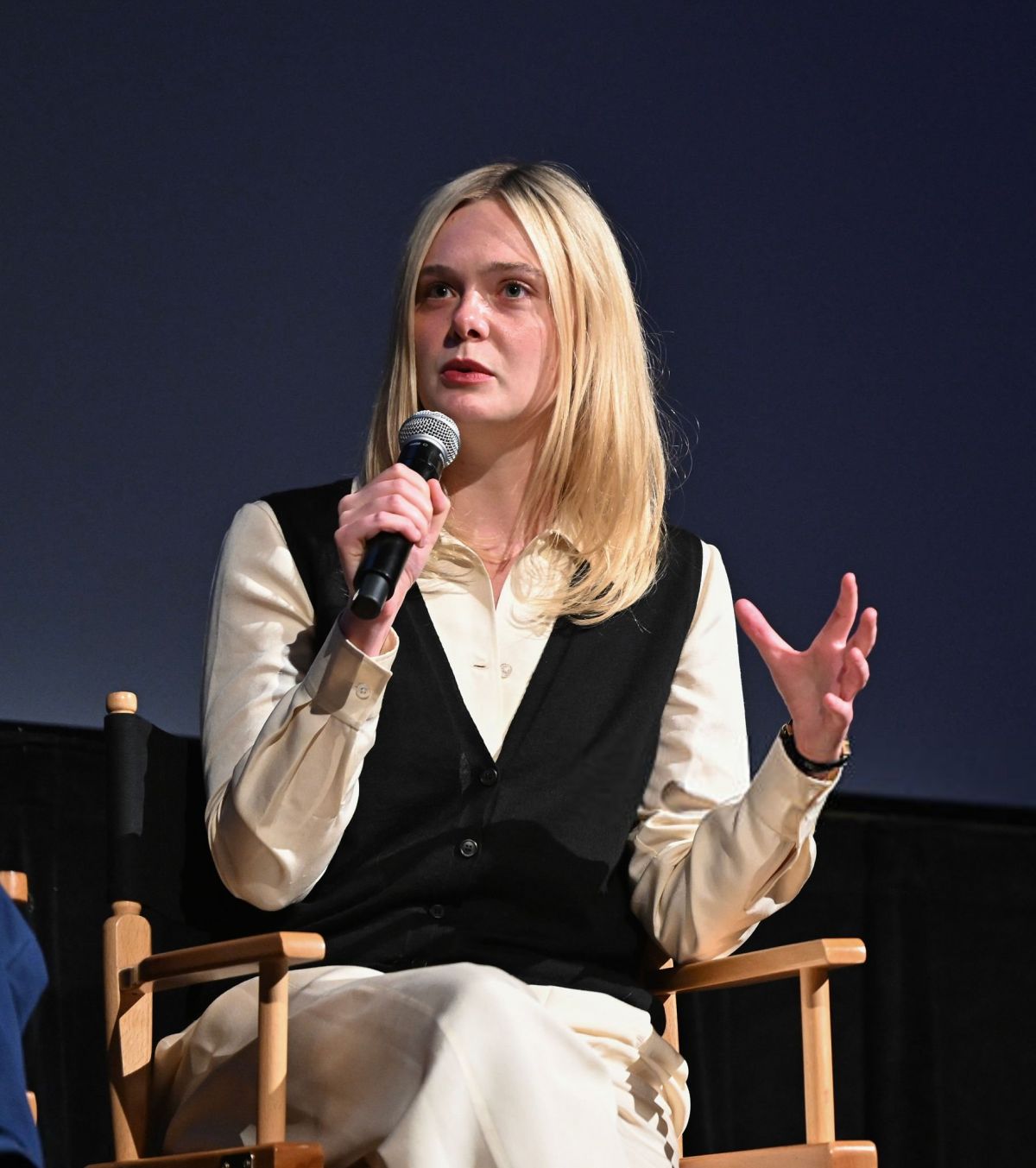 Elle Fanning at Sentimental Value panel Telluride, August 2025