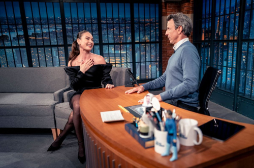 Lily James at Late Night with Seth Meyers, September 2025