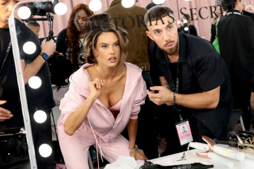 Alessandra Ambrosio backstage at Victoria