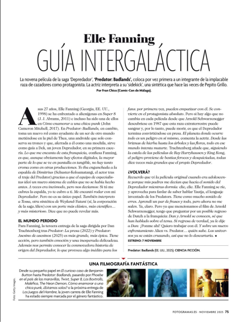 Ekke Fanning Fotogramas Magazine, November 2025 1