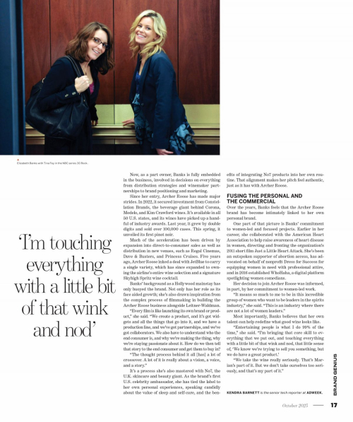 Elizabeth Banks in AdWeek Magazine, October 2025 1
