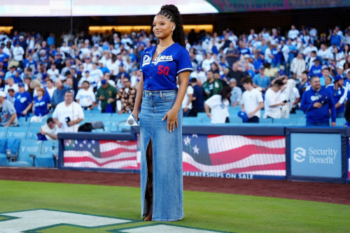 Halle Bailey National Anthem NLCS Dodgers vs Brewers Los Angeles 5