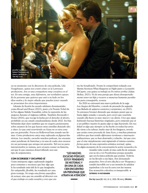 Jennifer Lawrence Fotogramas Magazine, November 2025 2