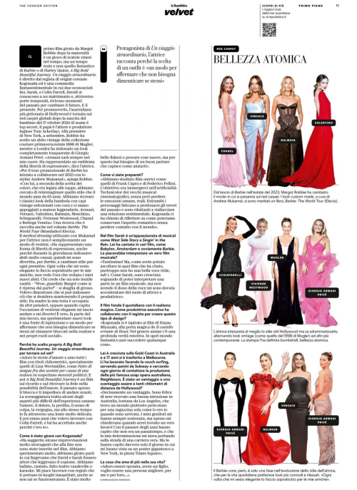 Margot Robbie in La Repubblica Velvet Fashion Edition, October 2025 2