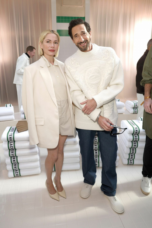 Michelle Williams and Adrien Brody at Lacoste Spring Summer Show Paris, October 2025