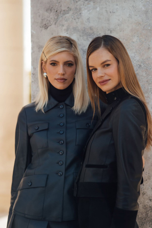 Nadine Leopold and Devon Windsor at Akri Fashion Show Paris Fashion Week, October 2025