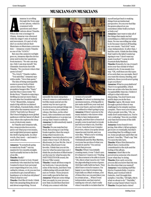 Amaarae and Tinashe in Rolling Stone Magazine, October 2025 2