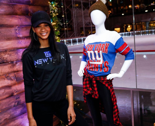 Chanel Iman NFL Holiday Huddle Ice Rink Rockefeller Center, November 2018
